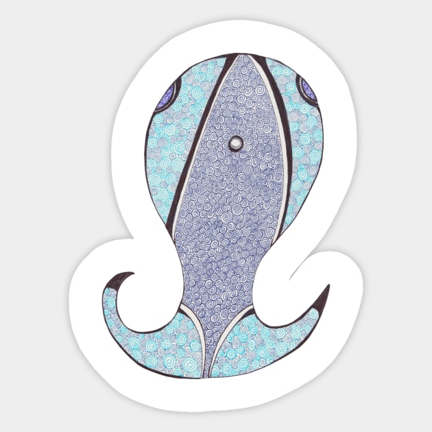 Whale Spiral Drawing Sticker by Rebecca Abraxas - Brilliant Possibili Tees